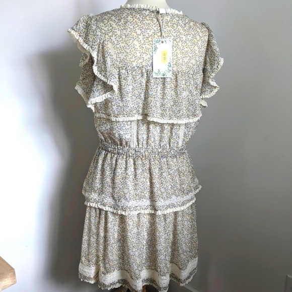 CHELSEA & Violet Tiered Floral Mini Dress L Cottagecore - Picture 6 of 10